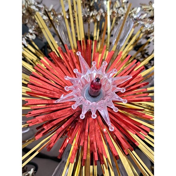 Vintage UL Lighted Tree Top Gold Star Design Christmas Use Bulbs Original Box - Picture 7 of 9